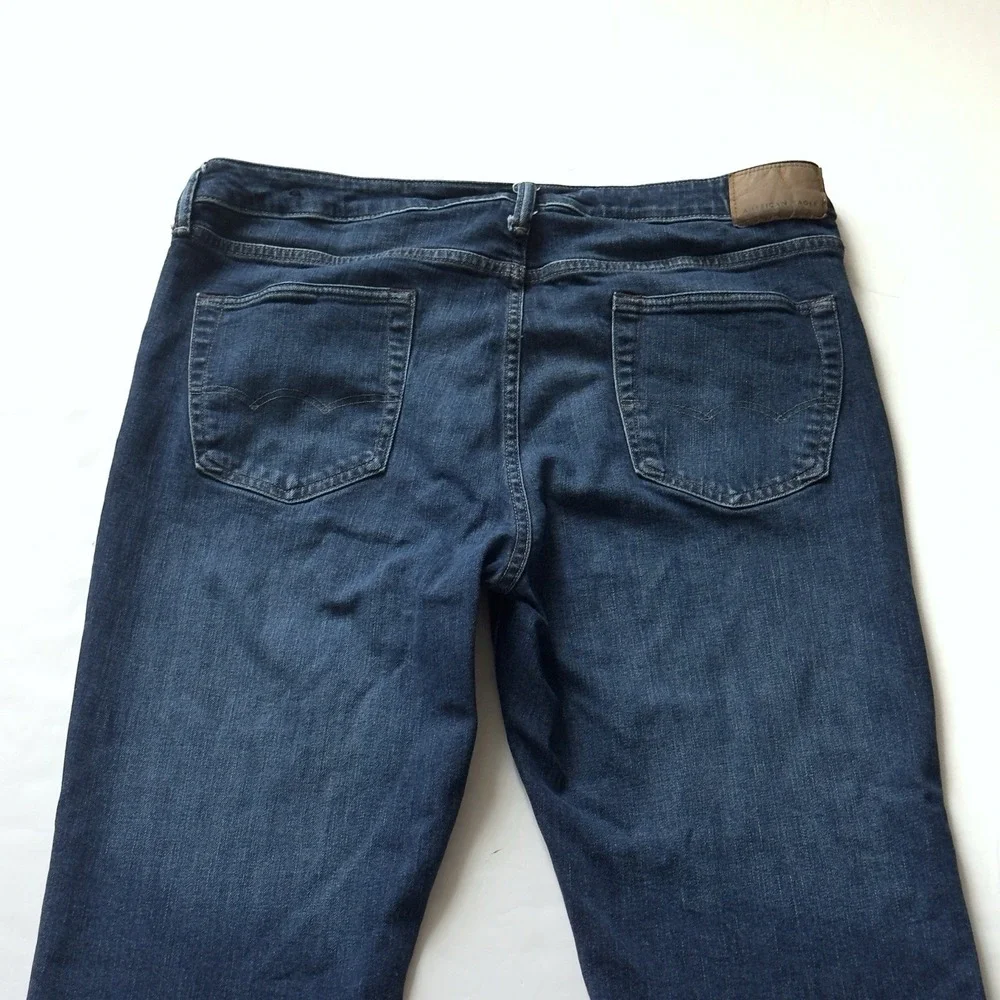 American Eagle Athletic Straight Jeans Mens 36x32 Stretch Dark Mid Rise  READ